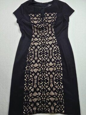 Dressbarn Black Lace Panel Sheath Dress Womens Size 14